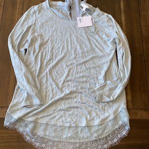 Tie back gray lace bottom Lauren Conrad sweater